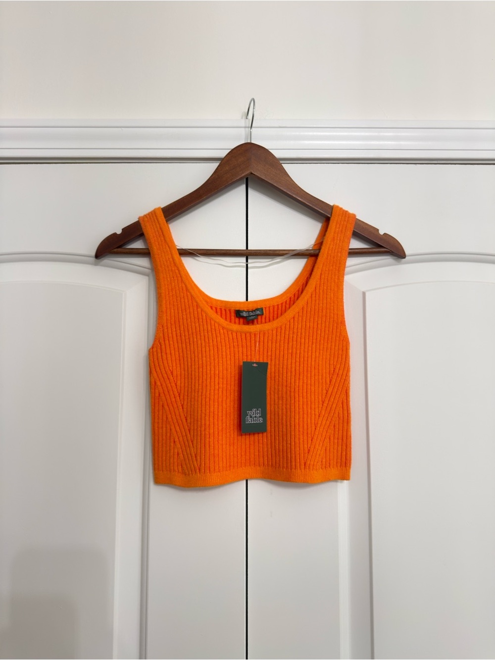 wild fable Bright Orange Ribbed Crop Tank